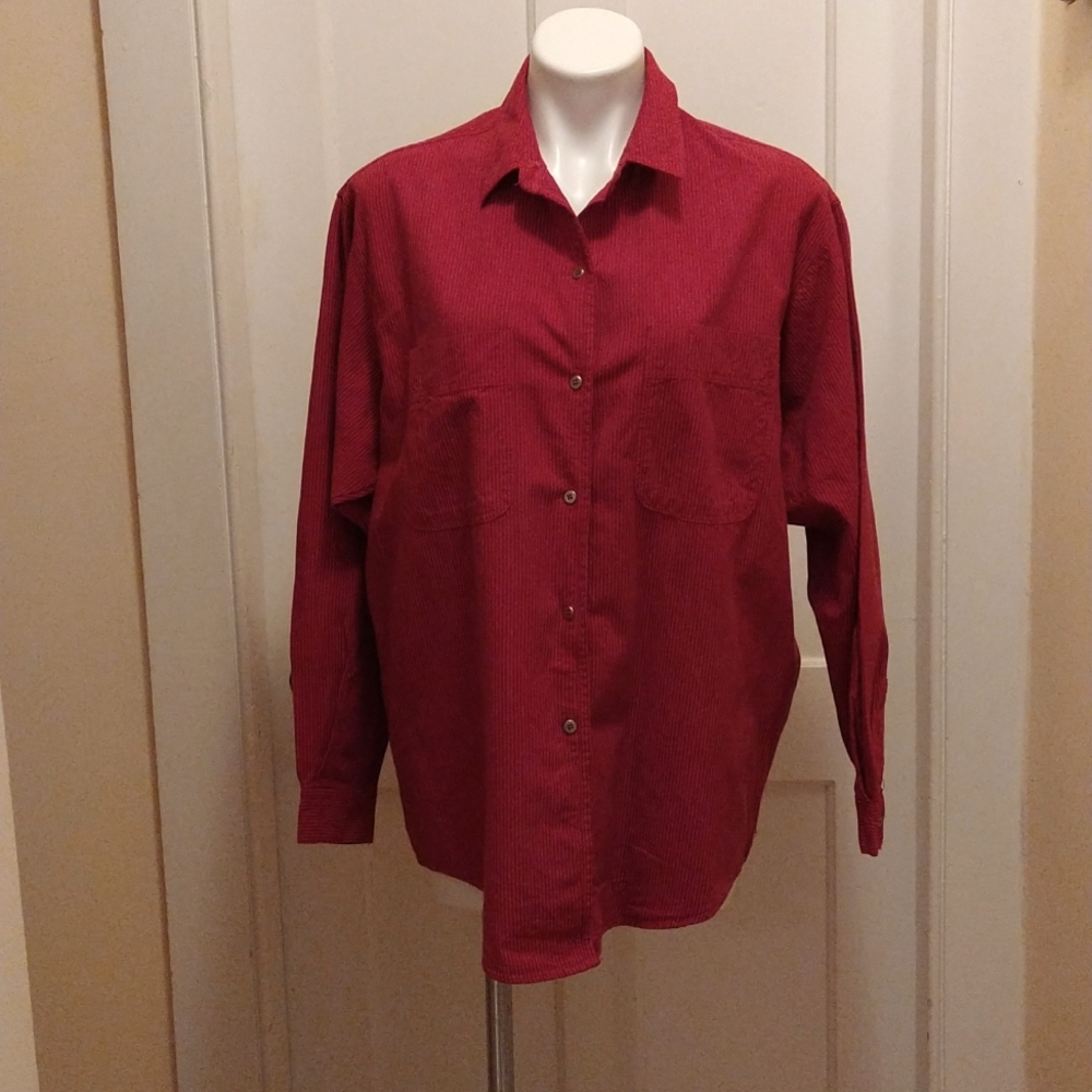 Calvin Klein Sport red striped long sleeved shirt Sz L